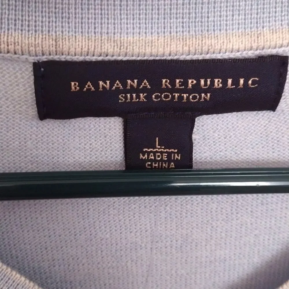 NWT Banana Republic Silk Cotton Men's Sweater Size L Preppy Casual Office Light